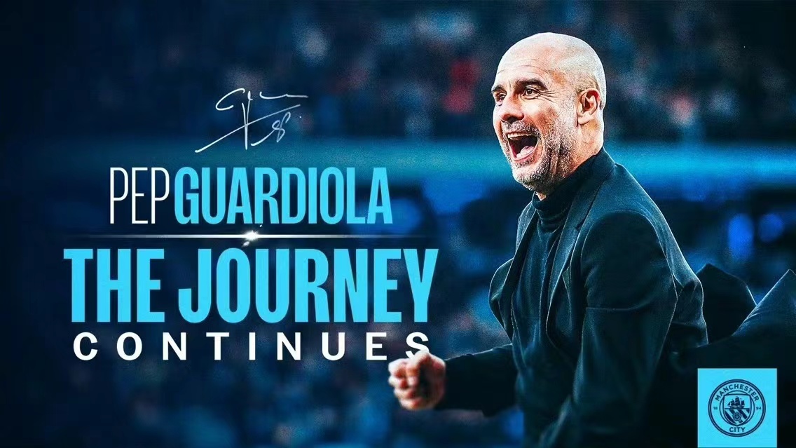 Guardiola uusii Manchester Cityn ja Guardiolan välisen kymmenen vuoden sopimuksen vuoteen 2027 asti.